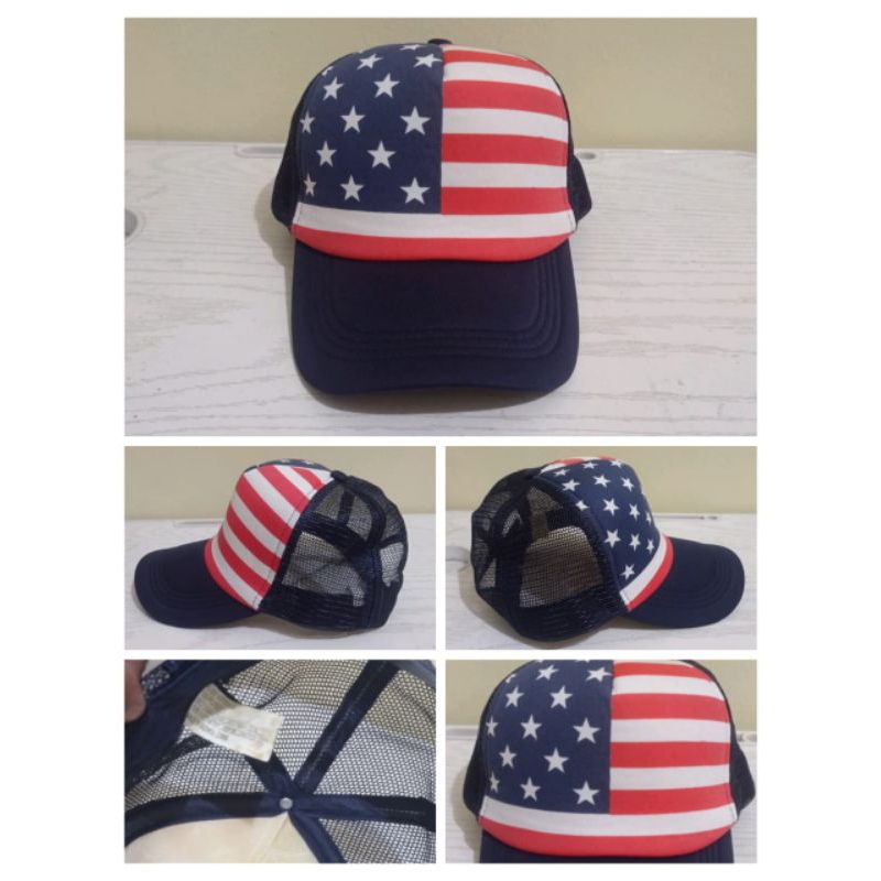Topi Trucker USA Flag