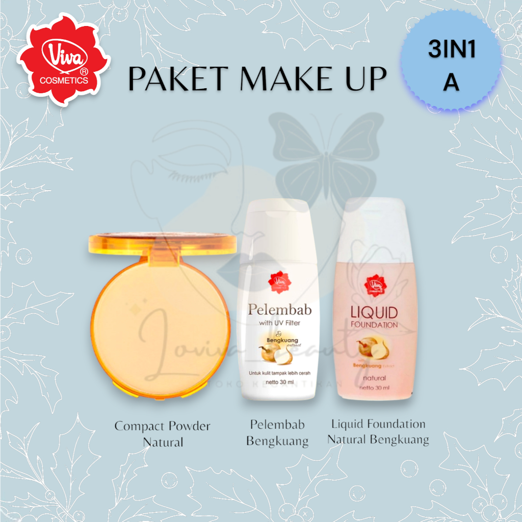 VIVA PAKET MAKE UP 3IN1 (Alas Bedak+Pelembab+Bedak Padat)
