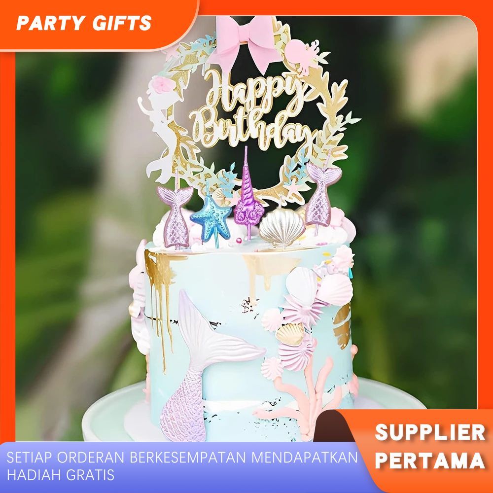 PARTYGIFTS 5pcs Lilin Mermaid Lili Ulang Tahun Tema Putri Duyung Dekorasi Kue Ulang Tahun