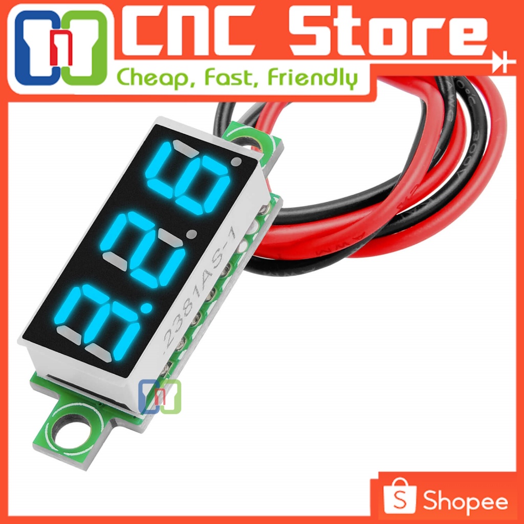 [DSP-0034B] 0.28 Inch 3.2-30V DC Mini Digital Voltmeter BIRU 0,28'' Dua Kabel