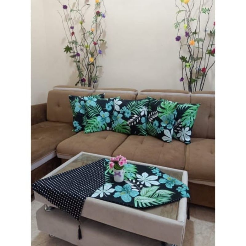 SOFA SET 5 SARUNG BANTAL SOFA 1 TAPLAK MEJA UNTUK SOFA RUANG TAMU