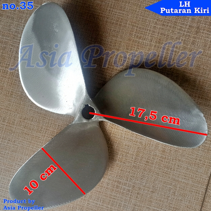 Propeller / baling baling kapal Aluminium no. 35 Putaran Kiri LH 3 Daun - Asia Propeller