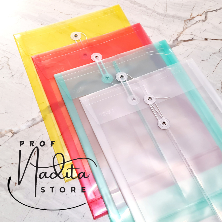 

Map Plastik Folio F4 plus dengan kancing pengunci dan tali