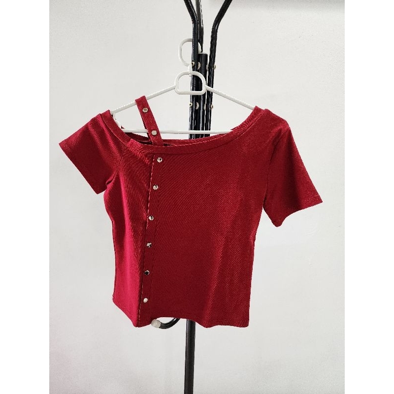 Kaos Fashion Wanita/Perempuan - Merah Maroon