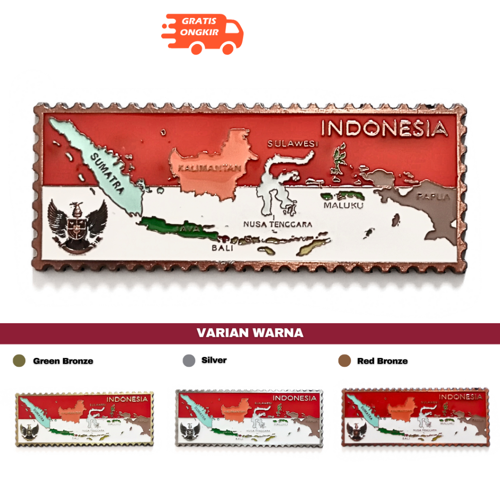 Magnet/ tempelan kulkas peta Indonesia souvenir negara Indonesia
