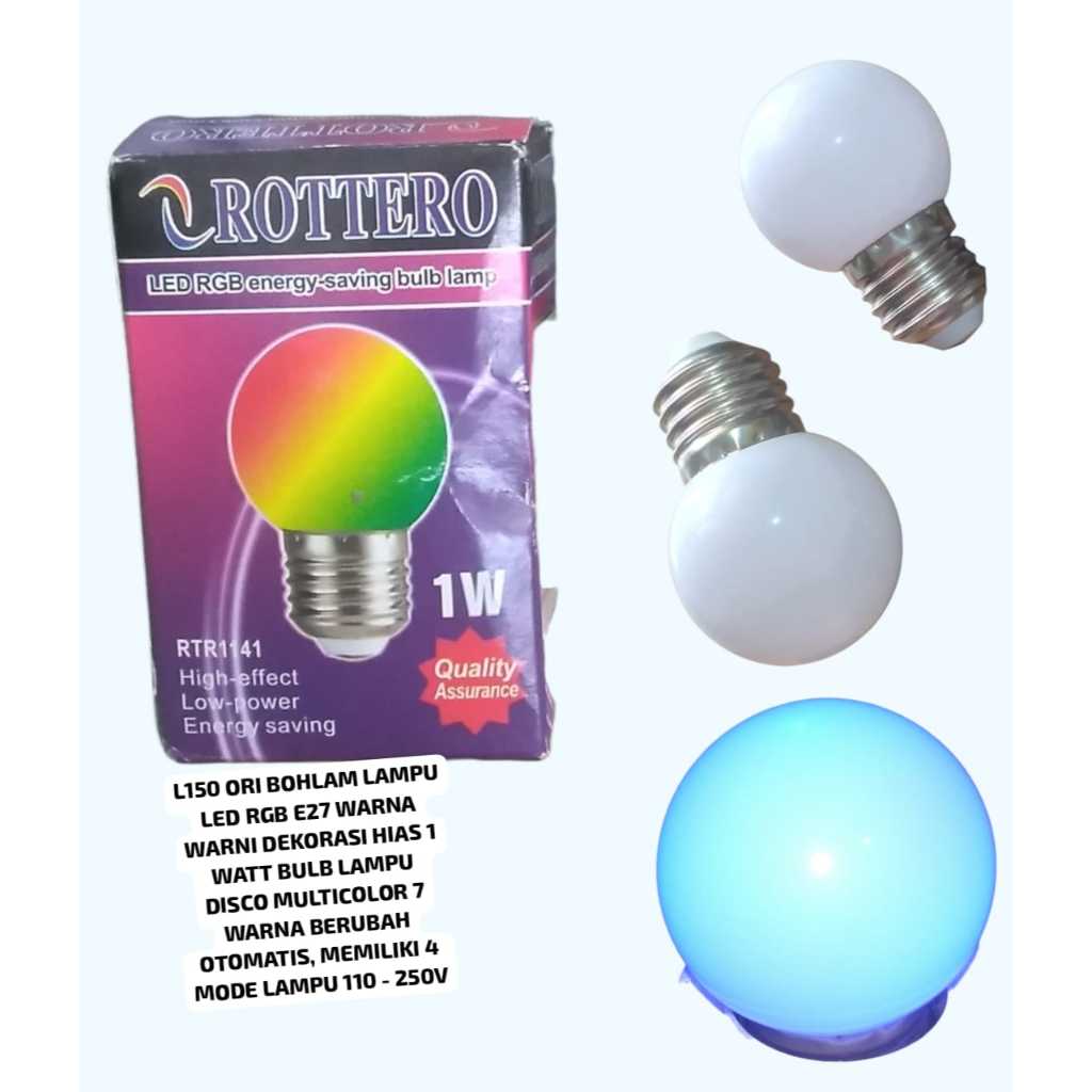 L150 ORI BOHLAM LAMPU LED 7 WARNA TIDUR SLEEP RGB E27 WARNA WARNI KELAP KELIP  DISKO DEKORASI HIAS 1