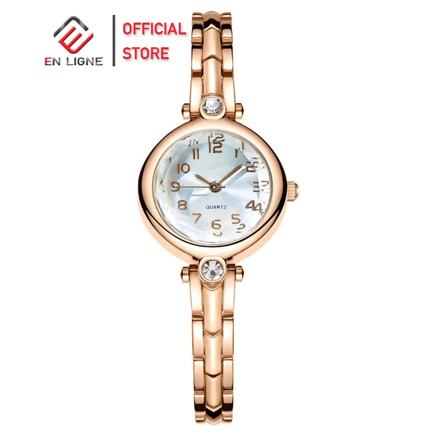En Ligne - Jam Tangan Wanita Fashion Korean Rantai Gelang Bulat Kecil Kotak Kecil EL0011