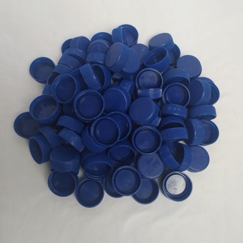 100pcs Tutup Botol Bekas Aqua Warna Biru Tua