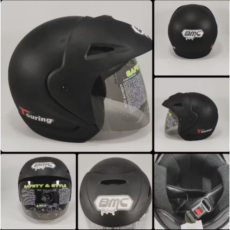 HELM BMC TOURING HITAM DOFF PULL WARNA ORIGINAL SNI
