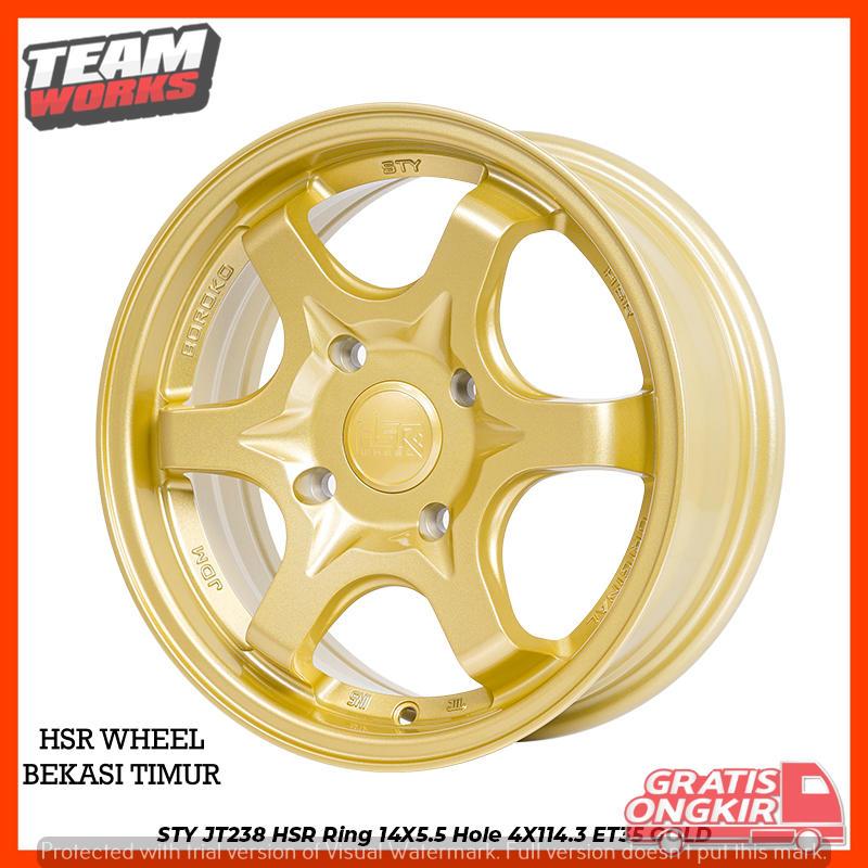 PROMO 1SET PELEK MOBIL HSR STY R14 LUBANG55 PCD4X114,3 GOLD PALANG6 UNTUK CARRY FUTURA AVANZA KIJANG