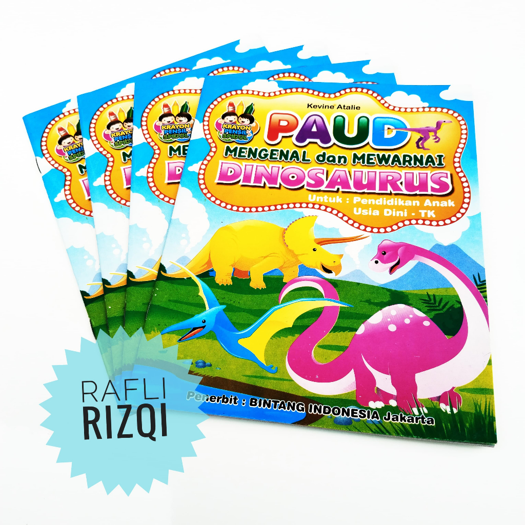 Buku Mengenal dan Mewarnai Dinosaurus / Buku Belajar Anak / Buku mewarnai Dinosaurus