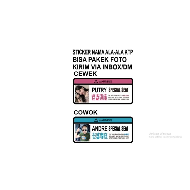 

STIKER BUCIN SPESIAL SEAT HOLOGRAM BISA DIKASIH FOTO DAN BISA CUSTOM