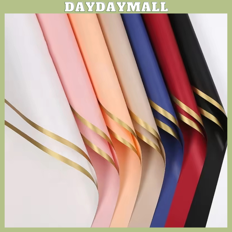 

20 LEMBAR Flower Wrapping Paper Varian List Gold SOLID Kertas Buket Bunga Cellophane Florist 6135