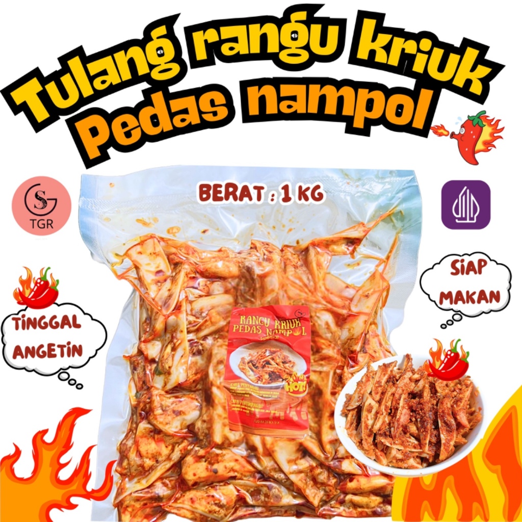 

Paket Kemasan JUMBO 1 KG Rangu Kriuk Pedas Nampol Daun Jeruk Makanan Chili Food