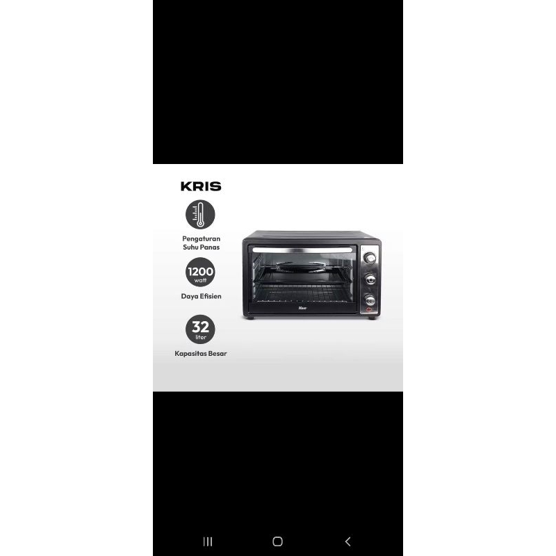 Free Ongkir  Kris Oven Toaster 1200 Watt - Hitam 32 Liter