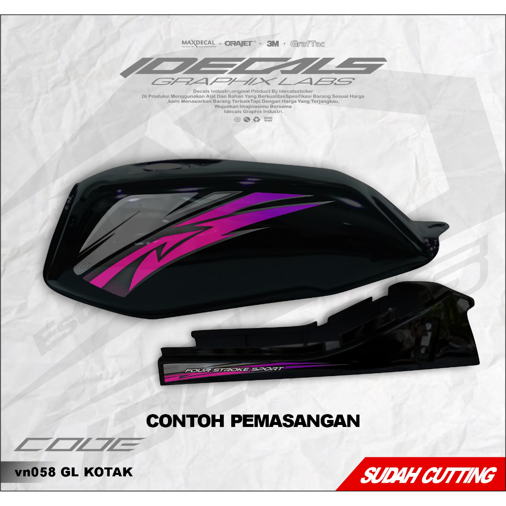 sticker striping motor GL kotak/GL max/Gl pro bahan vinyil,chrome,hologram motif simpel keren kekini