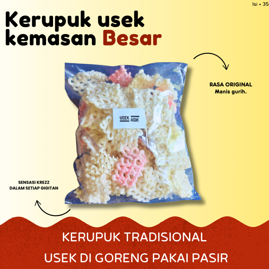 

Kemasan Kerupuk usek pasir Besar isi 40-43 pcs sangrai Krupuk Makanan Cemilan manis asin