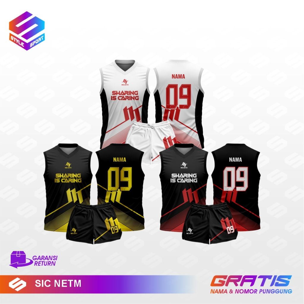 STYLE_Setelan Jersey Singlet Dewasa/Baju Olahraga Basketball/Volly full Printing Bahan Dryfit/Jersey