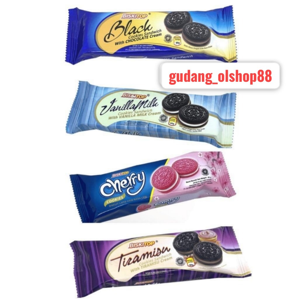 

[GOS] BISKITOP - BLACK COOKIES SANDWICH 60g / Biskuit Biskitop Cemilan Biscuit Anak Kue Murah Per pack