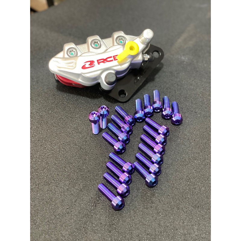 baut kaliper rcb titanium satu set 3 pcs pnp semua kaliper rcb