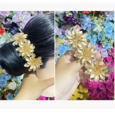 Semanggi rambut/Jepit rambut/Semanggi rambut motif bunga/Semanggi bunga