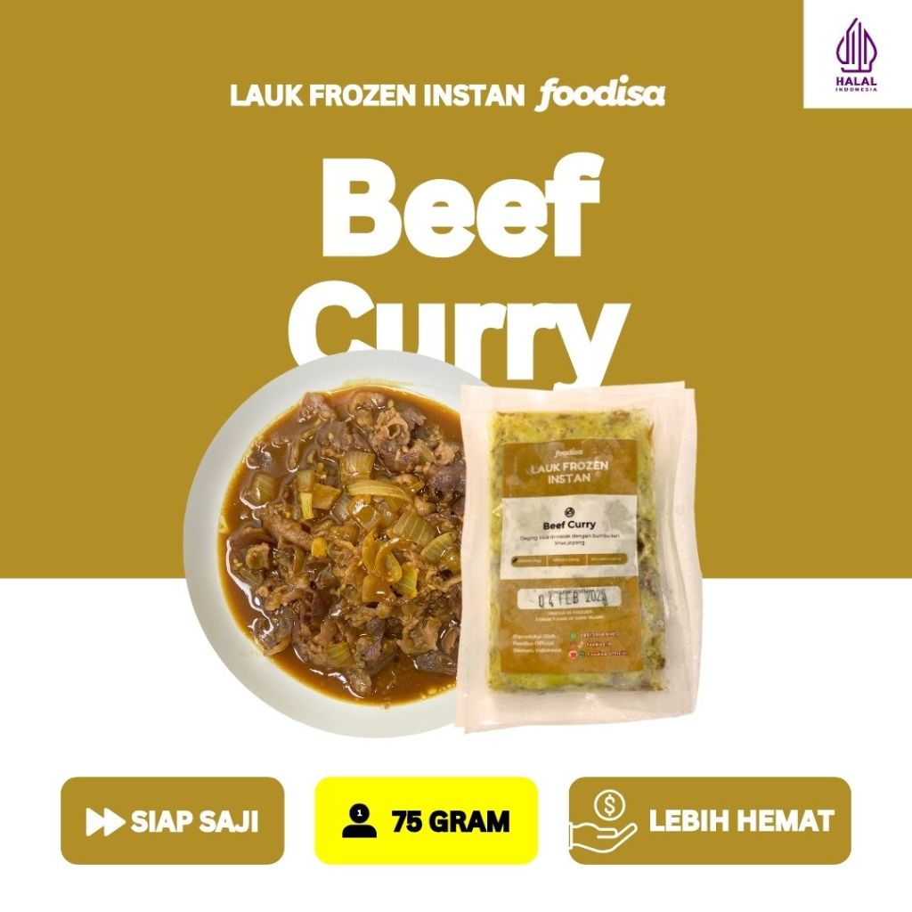 

FOODISA - Beef Curry (75 Gram) - Lauk Frozen Instant Praktis Siap Saji