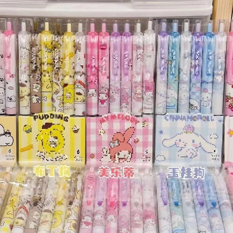 

Pulpen Mekanik 0.5mm Set Isi 6 Pcs Motif Kartun Series Set Pena Gel 0.5mm Karakter Lucu Pulpen Gel 6IN1 Warna Hitam