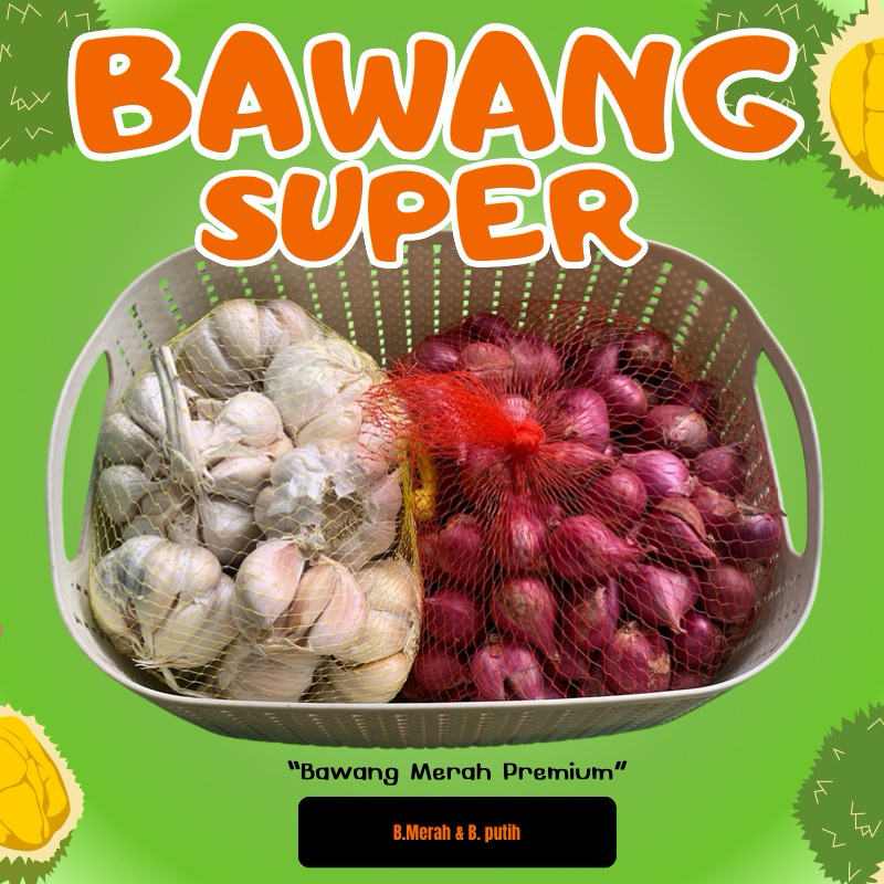 

BAWANG MERAH SEGAR SUPER PREMIUM & BAWANG PUTIH 500g
