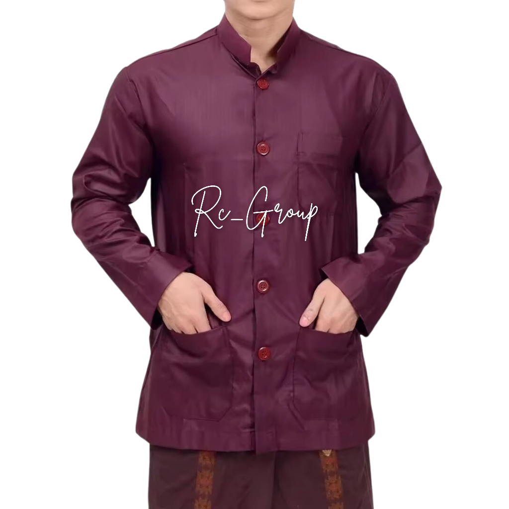 [KOKO AMMU] Baju Koko Polos Saku Depan Assunnah Classic Merah Marun