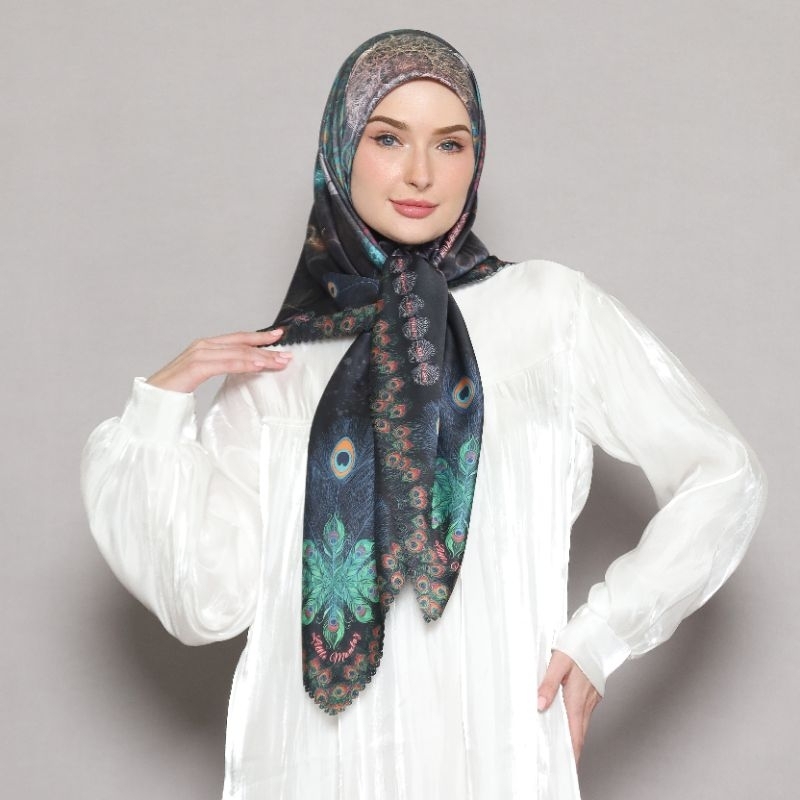Little Mumtaz hijab segiempat voal high quality, Peacock series