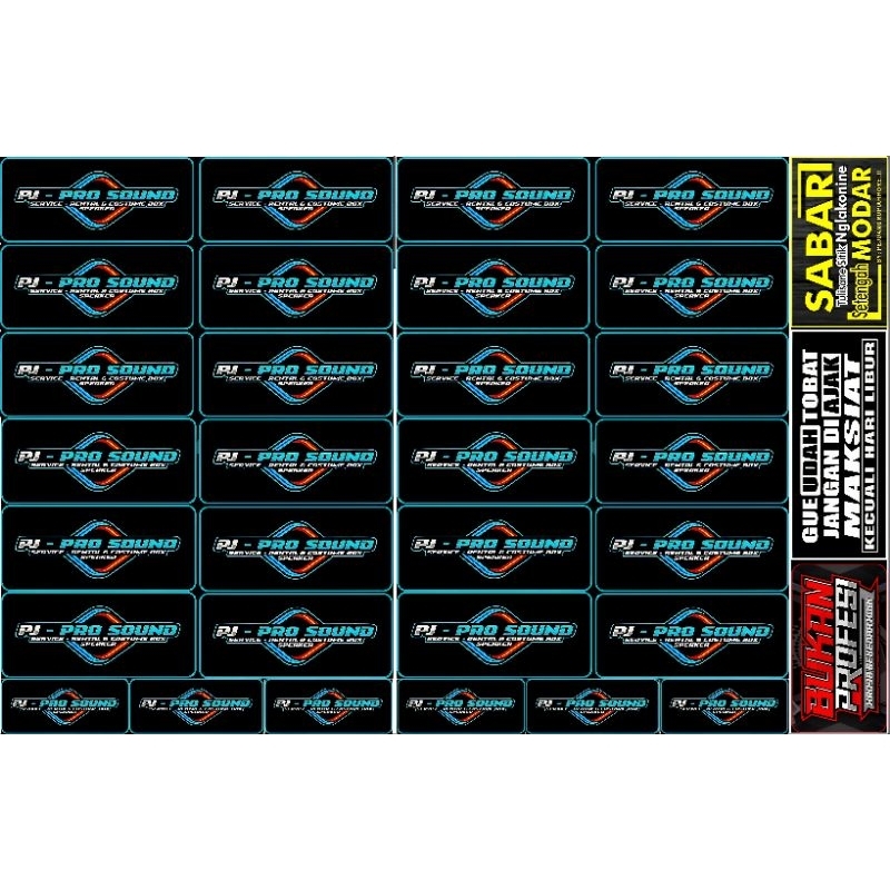 

STIKER PJ PRO AUDIO ISI 30 PCS BAHAN VYNIL(ANTI AIR) 1 LEMBAR UKURAN 30X45