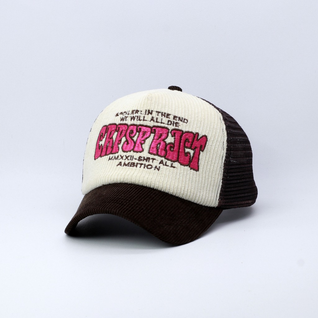 Cropss | Topi trucker topi jaring lidah pendek topi corduroy bordir spoiler