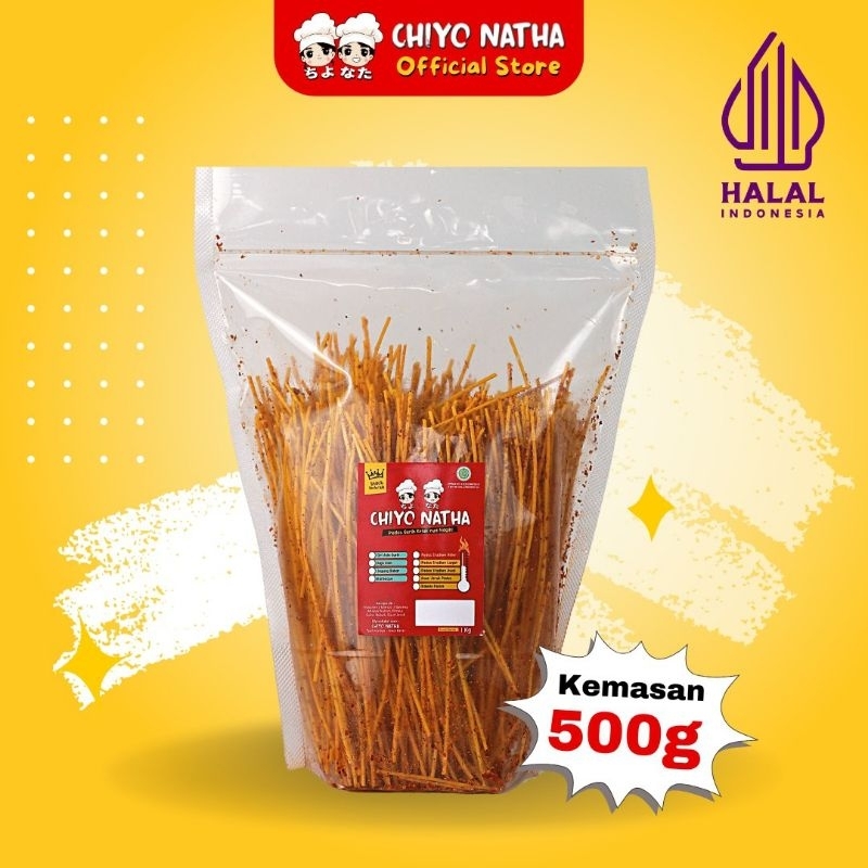 

Mie Lidi 500g Chiyo Natha (Kemasan Special Kiloan) Cemilan Pedas