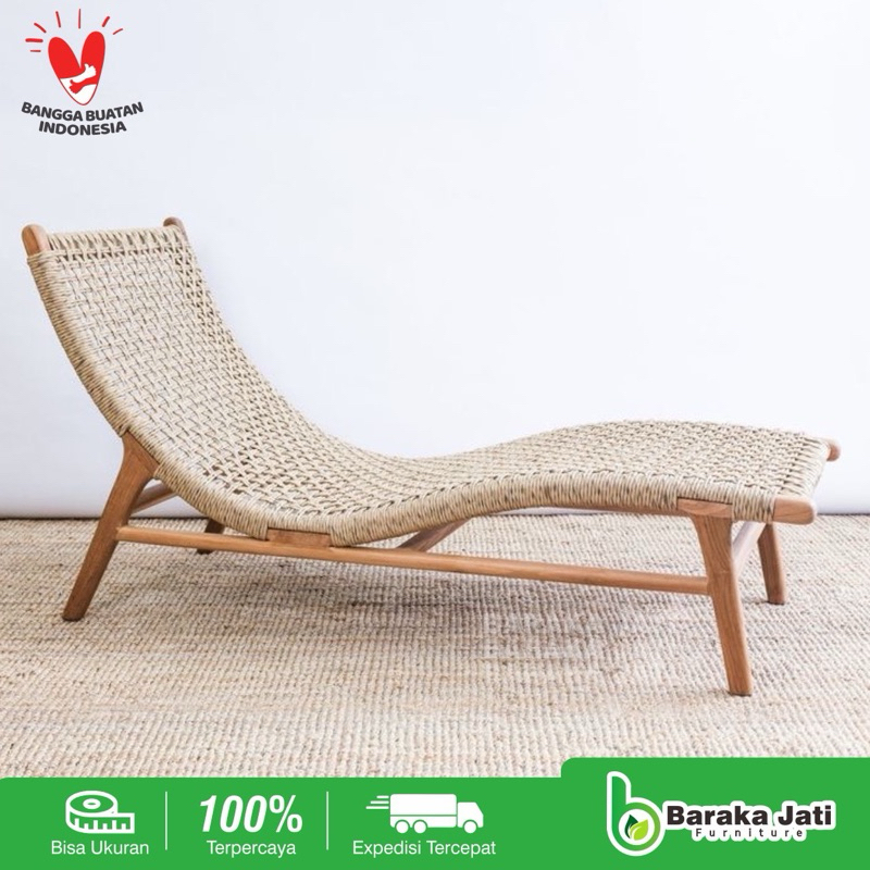 SUNBAD - KURSI ROTAN - LOUNGER - KURSI PANTAI TALI - KURSI KOLAMRENANG - Kursi sunbad kayu jati