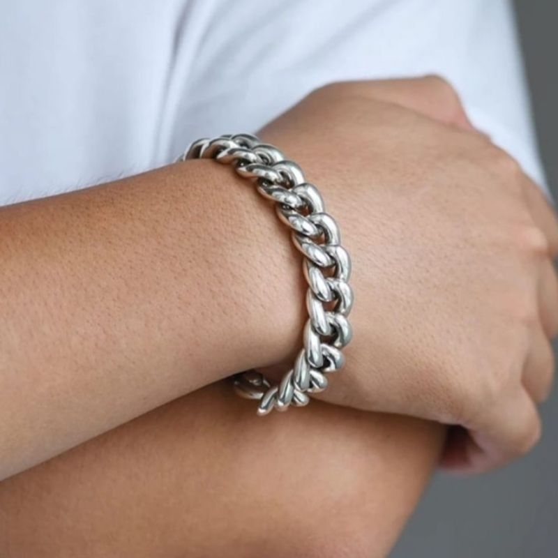 12 MM GELANG TITANIUM PRIA RANTAI JUMBO ANTI KARAT TIDAK LUNTUR -CJR TITANIUM