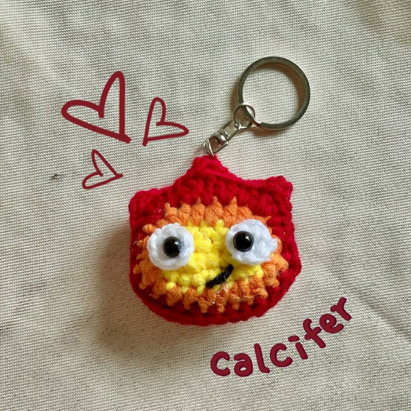 Calcifer Crochet Keychain - Gantungan Kunci Rajut Calcifer