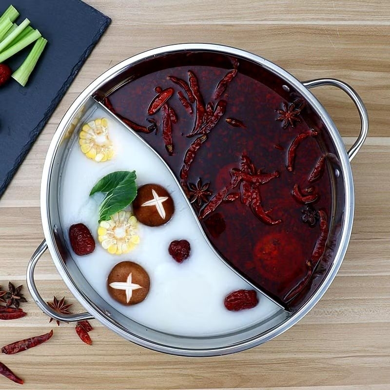 Panci Shabu 30cm / Mangkok Sup Steamboat Sekat 2 RasaSuki Pan Hot PotPanci Shabu 30cmBisa untuk komp