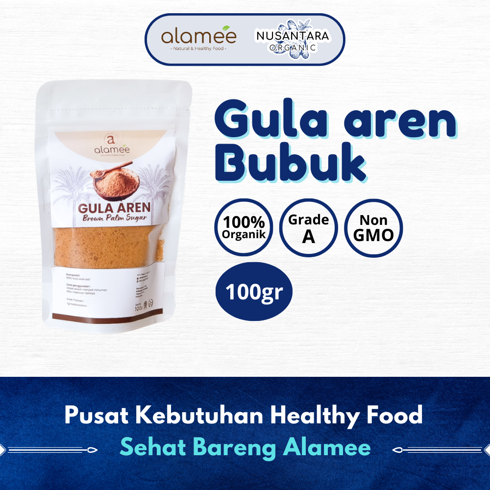 

ALAMEE 100gr Gula Aren Bubuk Palm Sugar Organic Asli Organik Semut Powder Natural Nusantara Organic