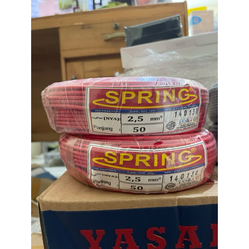 KABEL TUNGGAL SPRING NYA 1,5mm & 2,5mm 50meter TEMBAGA ASLI