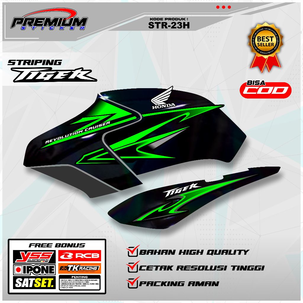 STRIPING STICKER DECAL MOTOR TIGER 2000 / STIKER  TIGER VIRAL /  VINYL HOLOGRAM / STR-23