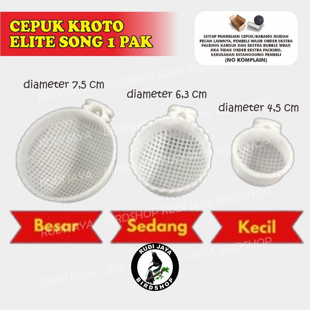 CEPUK KROTO PLASTIK ELITE SONG 1 PAK WADAH TEMPAT KROTO PAKAN MAKANAN BURUNG MURAI KACER PLECI