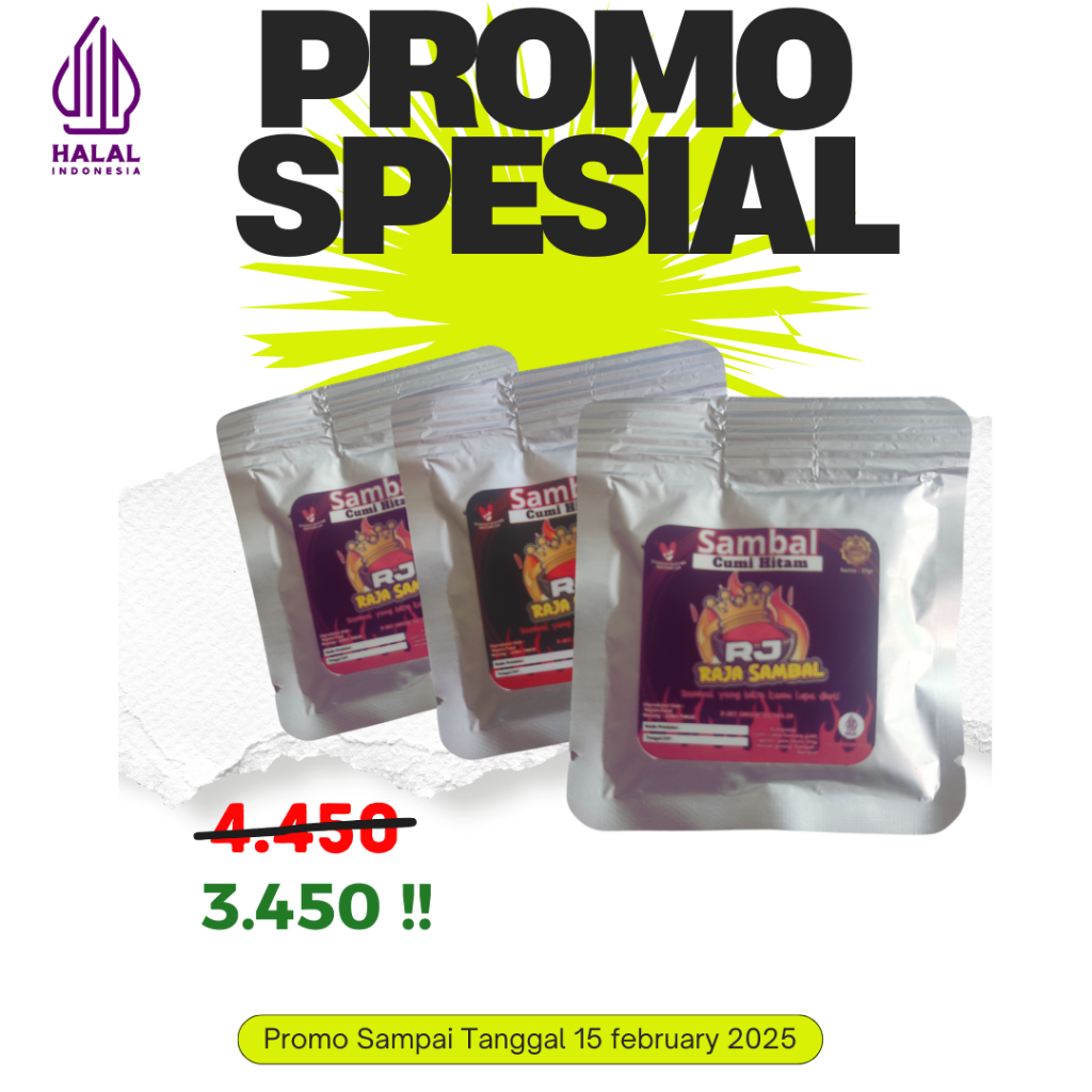 

Sambal Baby Cumi Hitam / Sambel Cumi hitam - cumi ireng enak Kemasan Sachet 20gr
