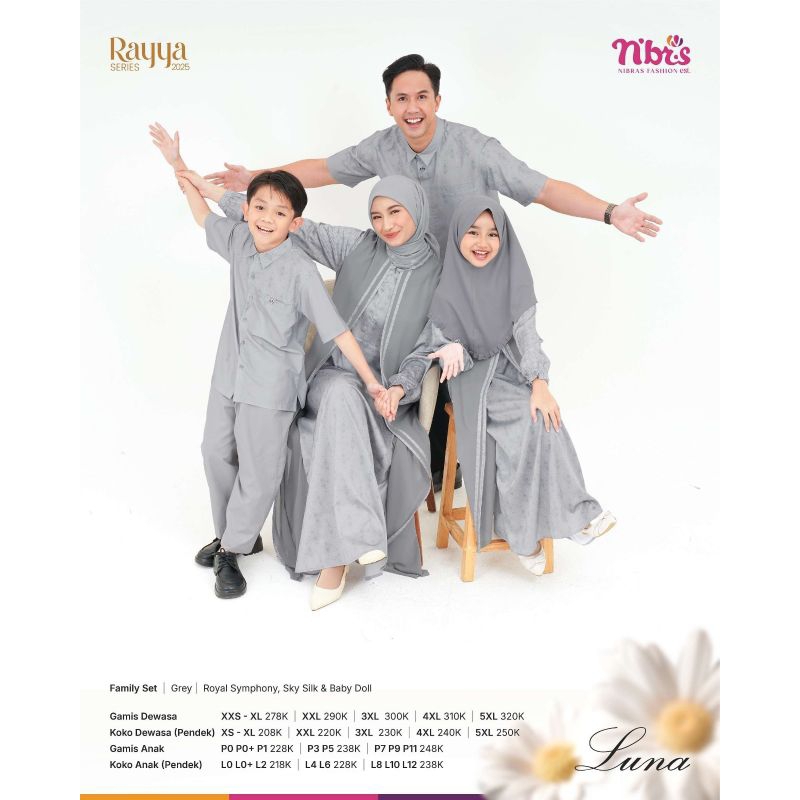 Family Set Rayya Series 2025 LUNA Grey | Luna Gamis Anak Grey