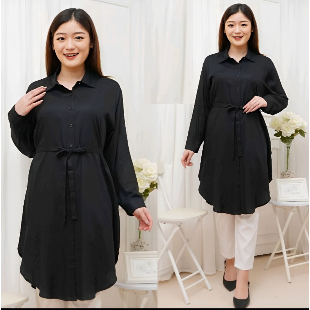 Tunik Kemeja Polos Wanita Basic Matt Shakila Twill Kekinian By Azka Collection