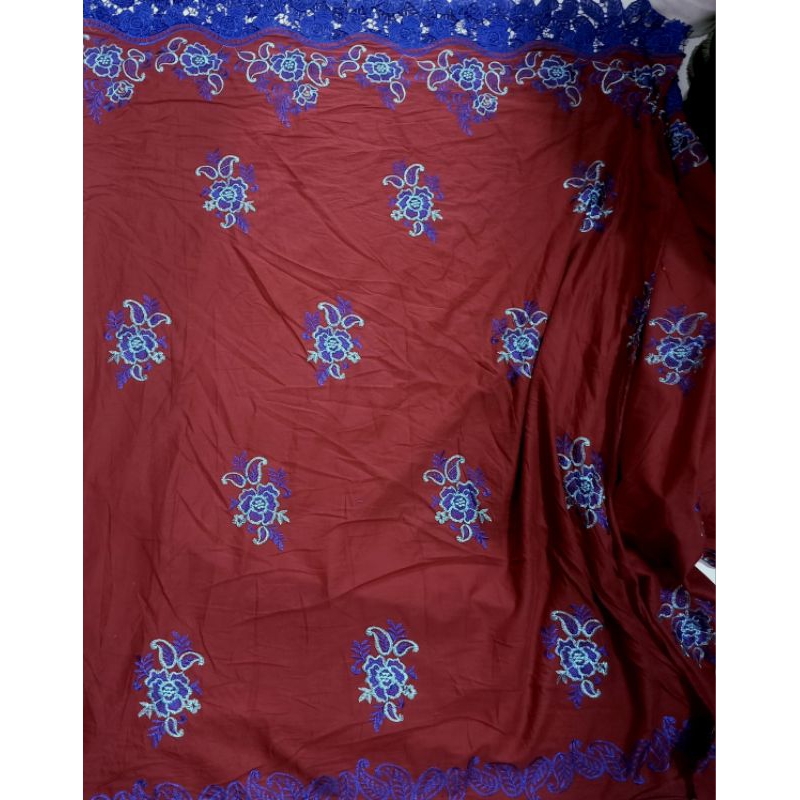 kain katun paris bordir atas bawah motif bunga termurah