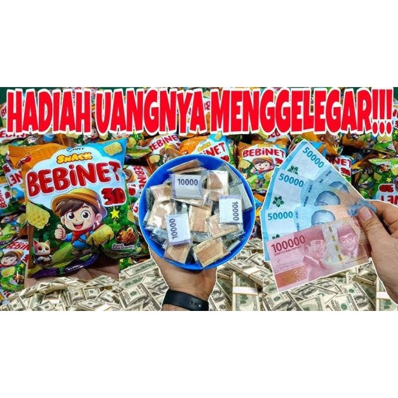 

Ciki Bebinet 3D Berhadiah uang - Ciki berhadiah uang - 1pack isi 10 pcs