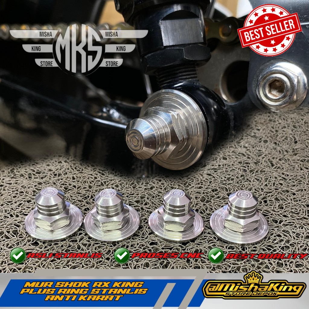Mur Topi Ring M10 Drat 14 picth 1,25 Stainless CNC Shock Belakang RX KING Drat HALUS By TJ Factory