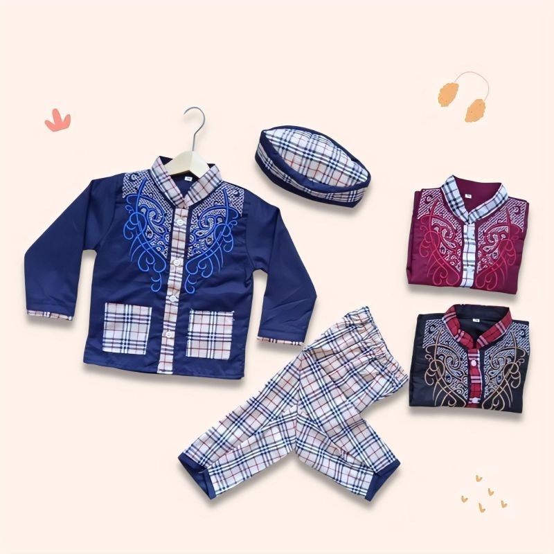 Setelan koko anak laki laki bordir