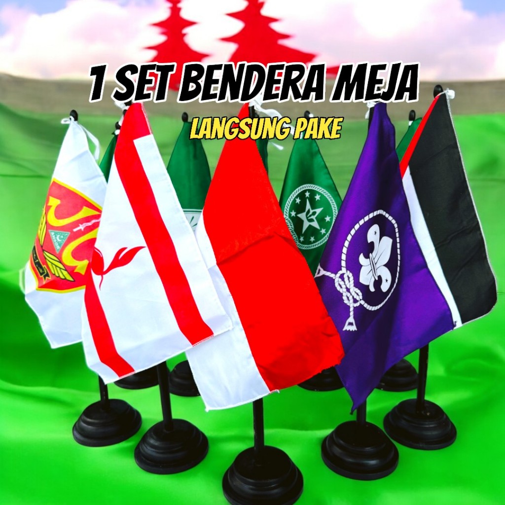 1 set Bendera meja (lengkap) bendera meja merah putih palestina Nu