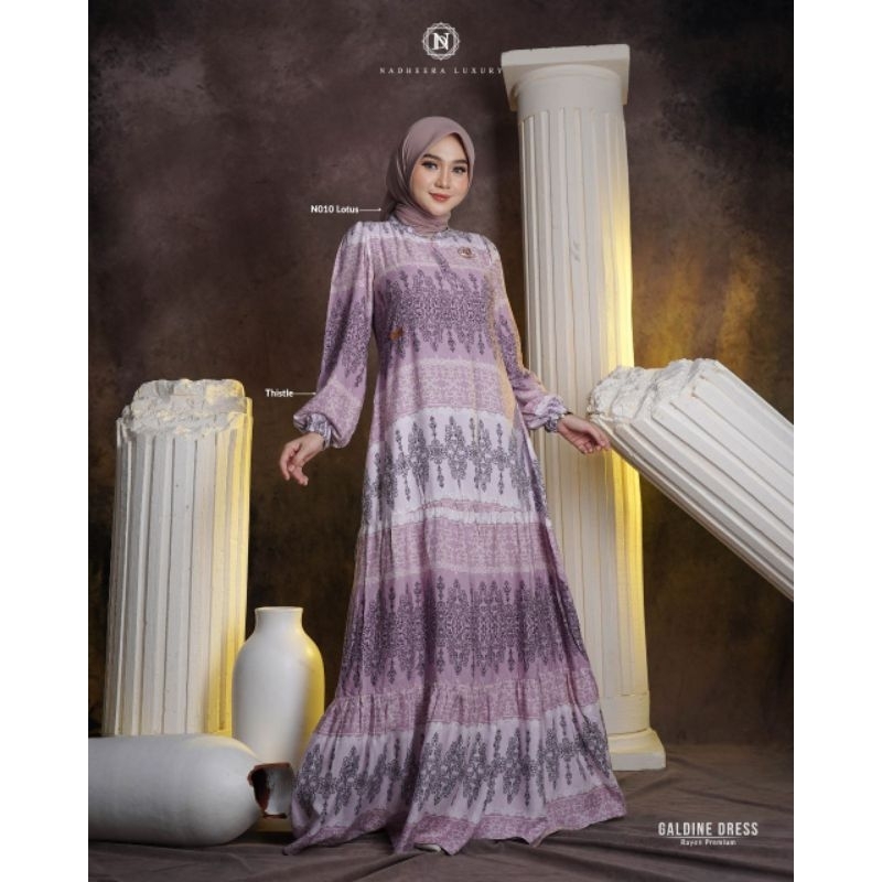 Gamis motif bunga | Dress model terbaru | GALDINE DRESS | Nadheera Luxury